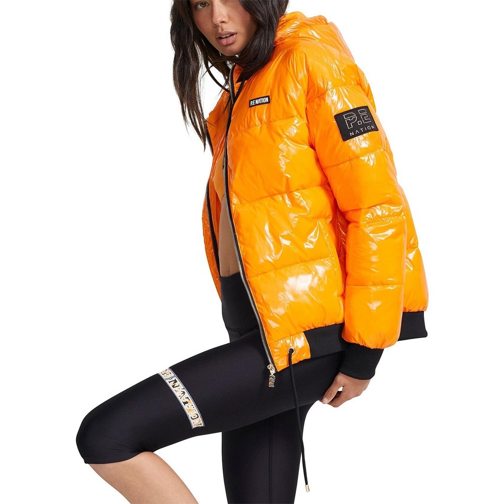 PE Nation Ringside Orange Puffer Jacket XL New Without Tags Glossy Hooded